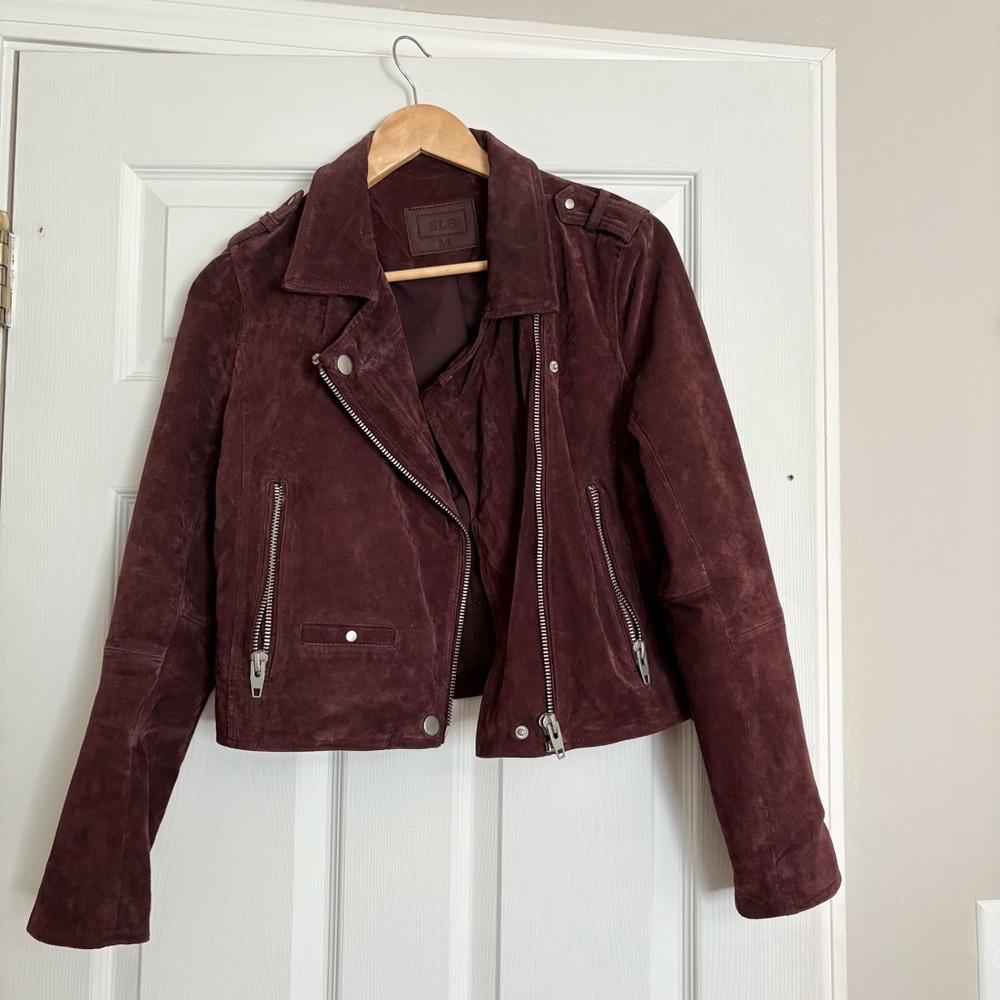 SL8 Blank NYC Women's Suede Leather Jacket in Deep Purple - Picture 3 of 7